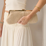 Bianca Straw Clutch Bag in Beige