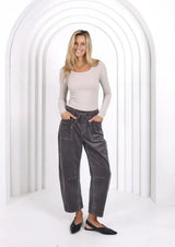 Leo Barrel Corduroy Jeans Smoke Charcoal