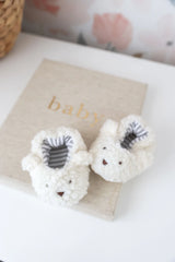 Alimrose-Sherpa Bear Booties Ivory 0-6mths