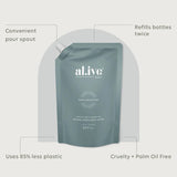 al.ive body-1 Ltr Lotion Refill - Kaffir Lime & Green Tea