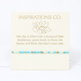 Bracelet on a card with 'Inspirations Co.' branding and text.