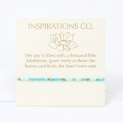 Bracelet on a card with 'Inspirations Co.' branding and text.