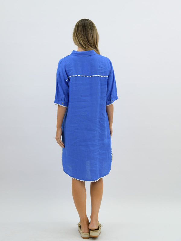Isabel Linen dress Cobalt