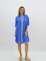 Isabel Linen dress Cobalt