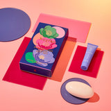 Huxter- Soap & Hand Cream Gift Box - Cobalt Blue w bright florals - Grapefruit & Freesia