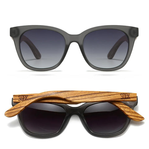 LILA GRACE CHARCOAL GREY l Black Gradient Lens l Walnut Arms