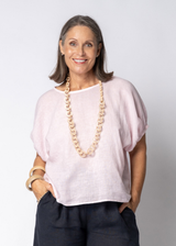 Solene Linen Top in Modena Pink