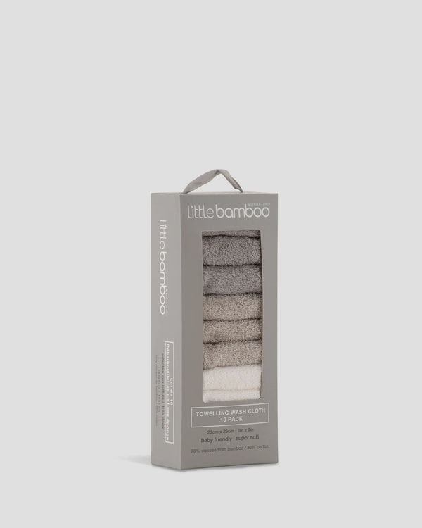 Towelling Washer 10PK - Stone Grey