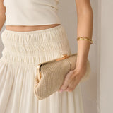 Bianca Straw Clutch Bag in Beige