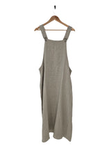 Montaigne linen overall style midi dress with pockets