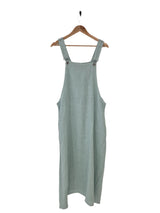 Montaigne linen overall style midi dress with pockets