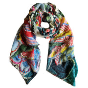 ZODA Pure Wool Scarf-Emerald Floral