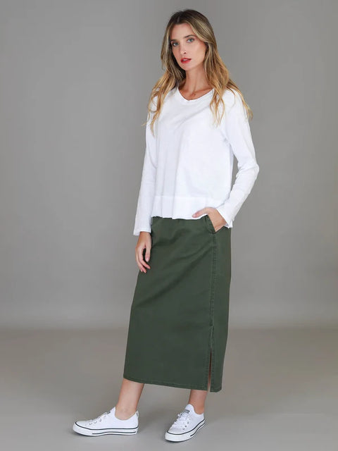 Roberta | Women's Midi Skirt – Cotton Chino