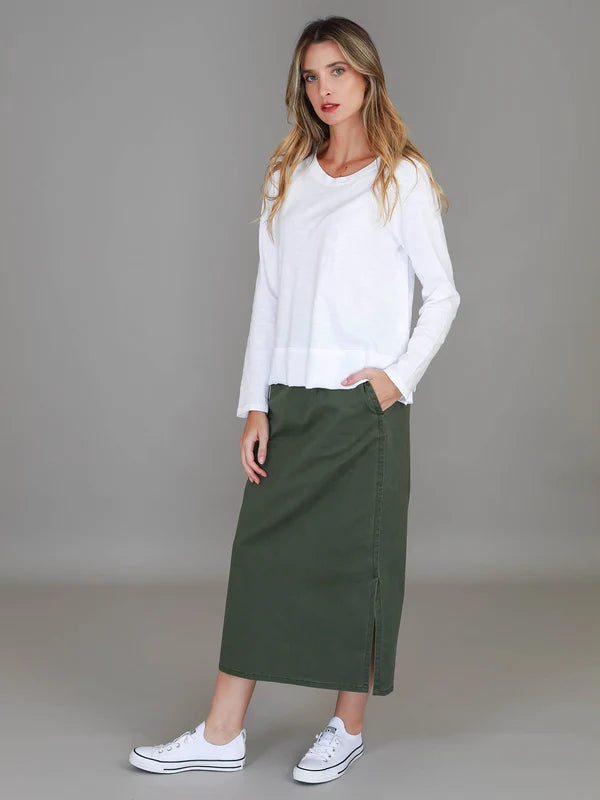 Roberta | Women's Midi Skirt – Cotton Chino