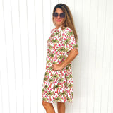 Palm Cove-Geometric Palm Tiered "Ellie" Dress