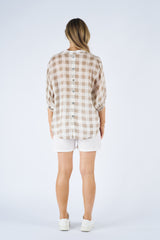 Worthier the Label-Aurora check linen shirt Beige