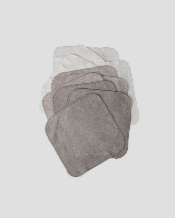 Towelling Washer 10PK - Stone Grey