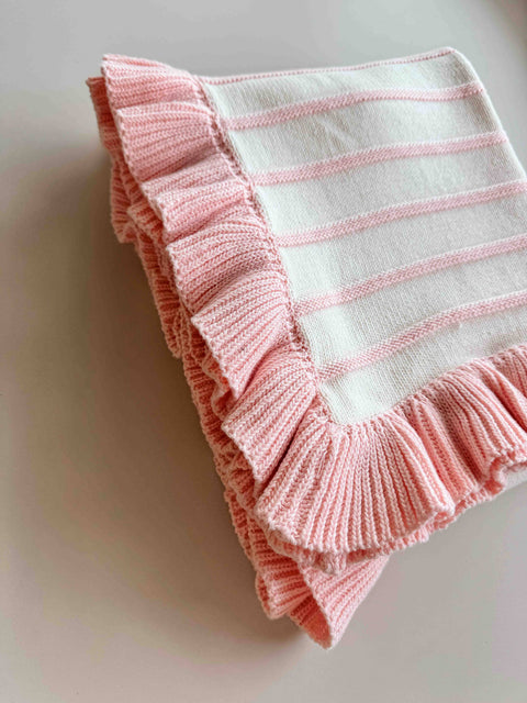 Raised Stripe Frill Blanket Sweetpea