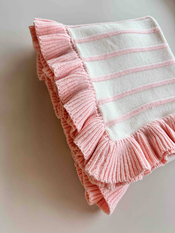 Raised Stripe Frill Blanket Sweetpea