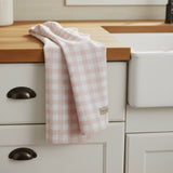 Pure French Linen Tea Towel - Gingham Blush