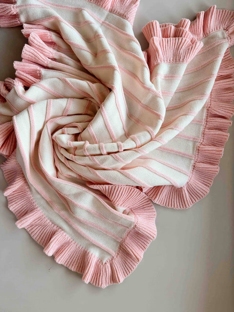 Raised Stripe Frill Blanket Sweetpea