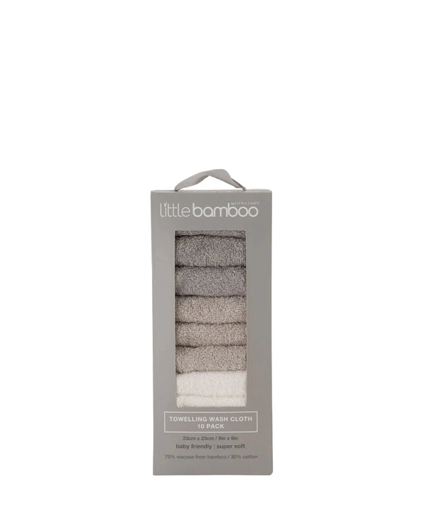 Towelling Washer 10PK - Stone Grey