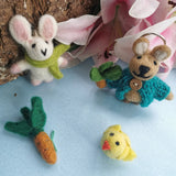 Felt Rabbit in Cardigan Keyring
