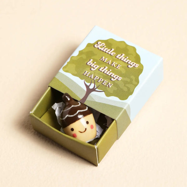 Tiny Matchbox Ceramic Acorn Token