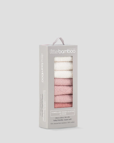 Baby Towelling Washers 10PK - Dusty Rose