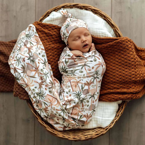 Snuggle Hunny-Palm Springs Organic Jersey Wrap & Beanie Set