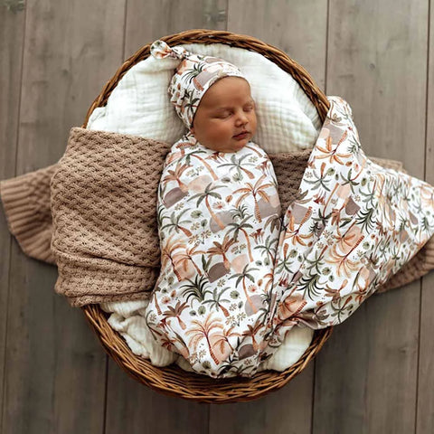 Snuggle Hunny-Palm Springs Organic Jersey Wrap & Beanie Set