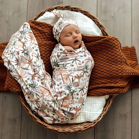 Snuggle Hunny-Palm Springs Organic Jersey Wrap & Beanie Set