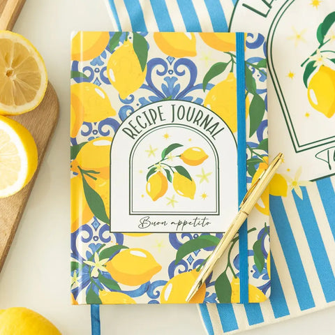 Italian Lemon Print Paper Recipe Journal