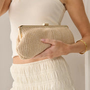 Bianca Straw Clutch Bag in Beige