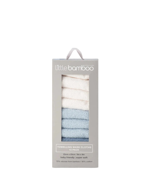 Baby Towelling Washers 10PK - Retro Blue