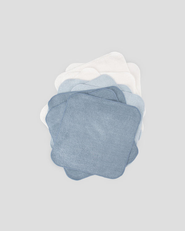 Baby Towelling Washers 10PK - Retro Blue
