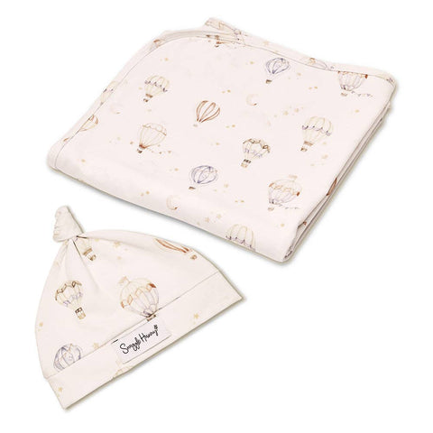 Up & Away Organic Jersey Wrap & Beanie Set