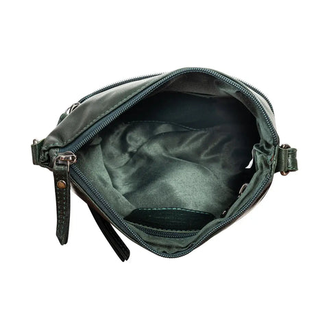 Maple Bottle Green Leather Crossbody Shoulder Bag