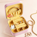 Flower Embroidered Travel Square Jewellery Case