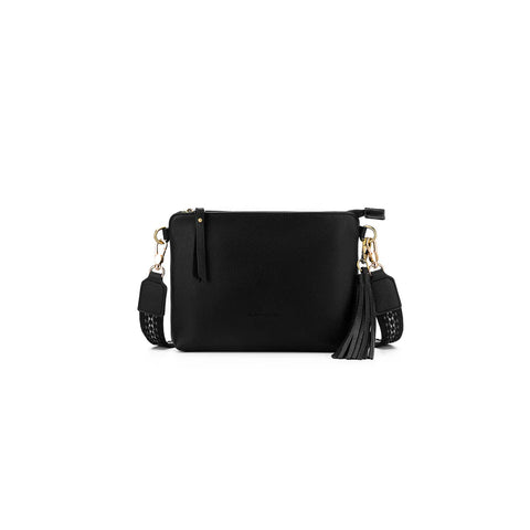 Maggie Black 3 Compartment Crossbody Bag