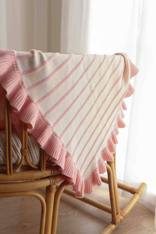Raised Stripe Frill Blanket Sweetpea