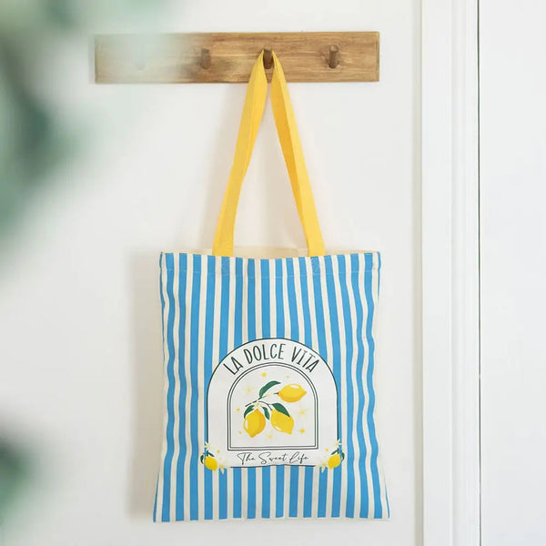 Blue Striped La Dolce Vita Tote Bag