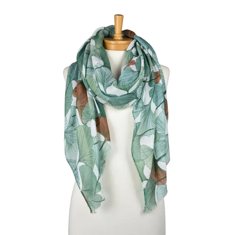 Ginkgo Leaf Scarf Green
