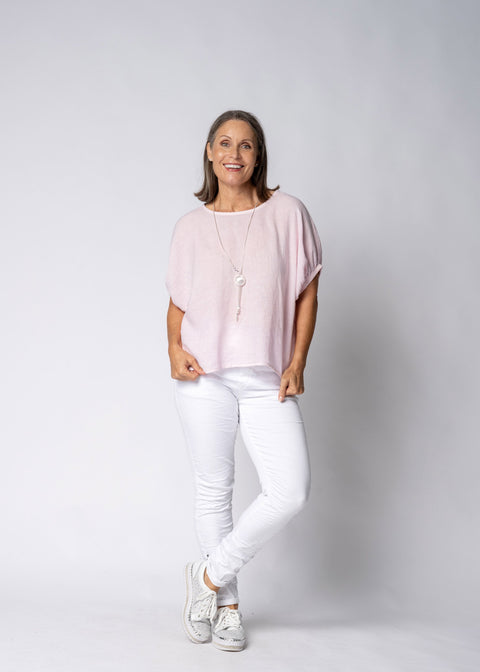 Solene Linen Top in Modena Pink