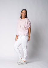 Solene Linen Top in Modena Pink