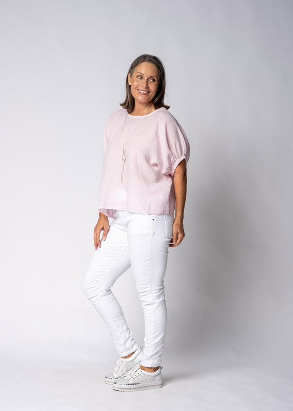 Solene Linen Top in Modena Pink