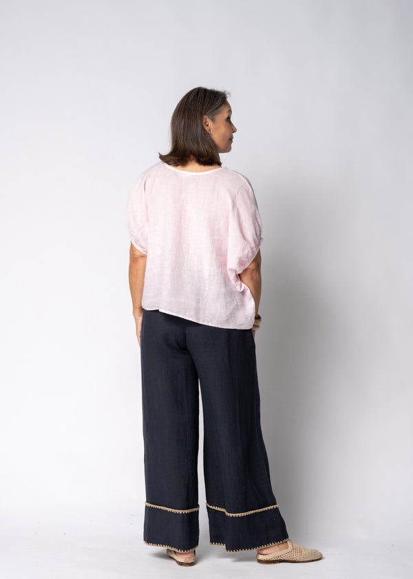 Solene Linen Top in Modena Pink