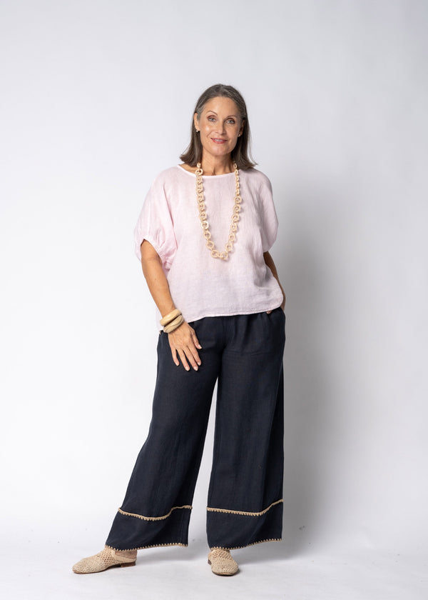 Solene Linen Top in Modena Pink