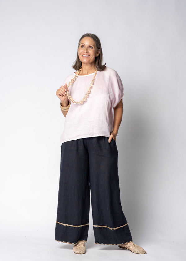 Solene Linen Top in Modena Pink