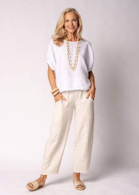 Solene Linen Top in White